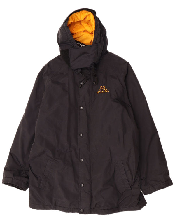 Kappa Herre Hooded Windbreaker Jacket UK 44 2XL Sort Nylon