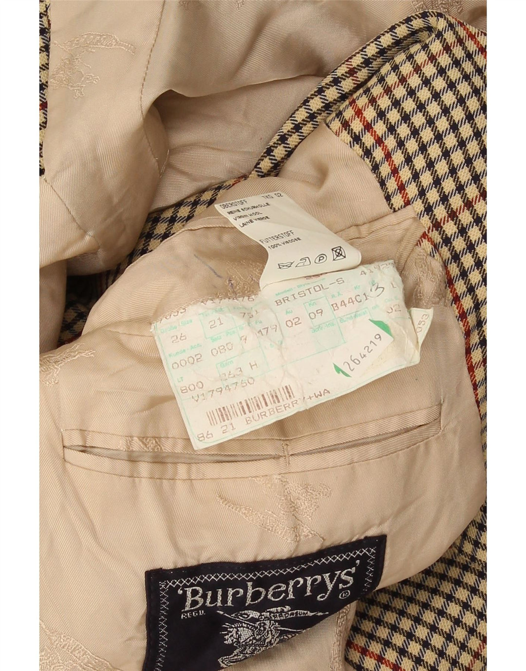 Burberrys Herre 2-knaps blazerjakke UK 38 Medium Beige Houndstooth
