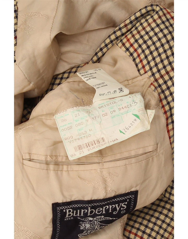 Burberrys Herre 2-knaps blazerjakke UK 38 Medium Beige Houndstooth