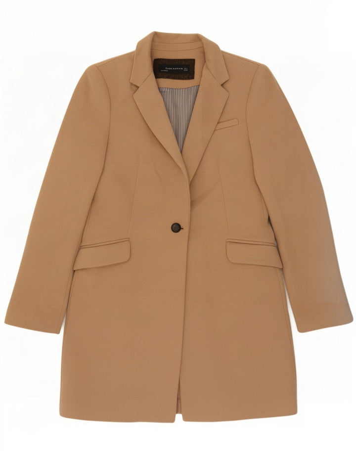Zara Dame Overfrakke UK 12 Medium Beige Uld