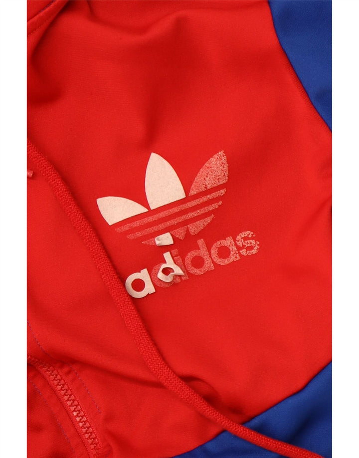 ADIDAS grafisk hættetrøje med lynlås til mænd Large Blue Colourblock Polyester