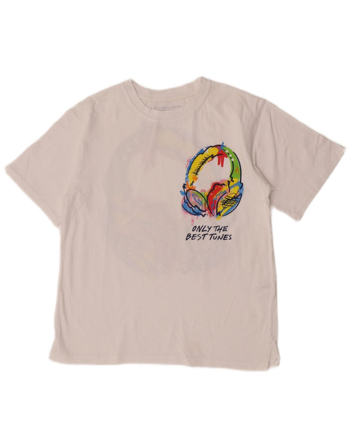 Zara Boys Grafisk T-Shirt Top 11-12 År Hvid Bomuld
