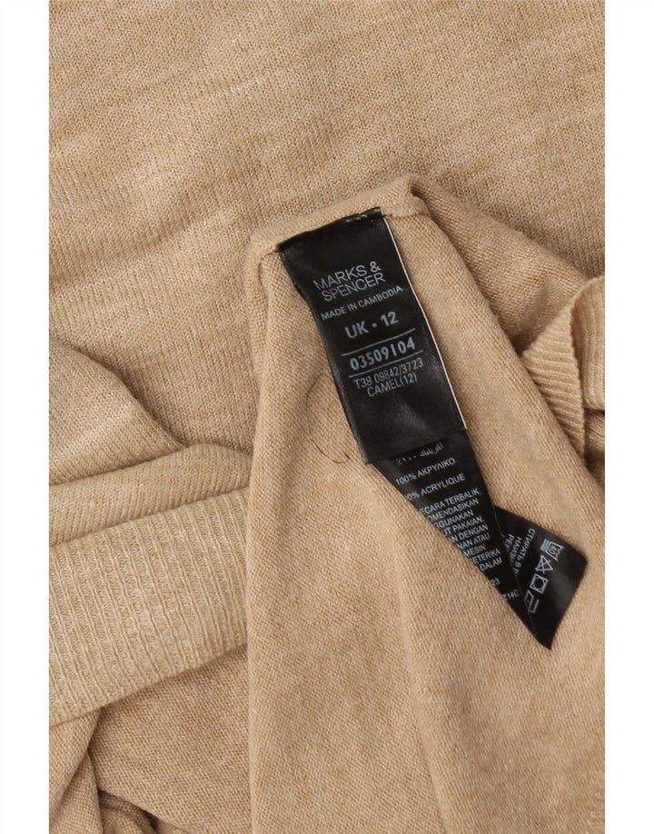 Marks & Spencer Dame Boat Neck Jumper Sweater UK 12 Medium Beige