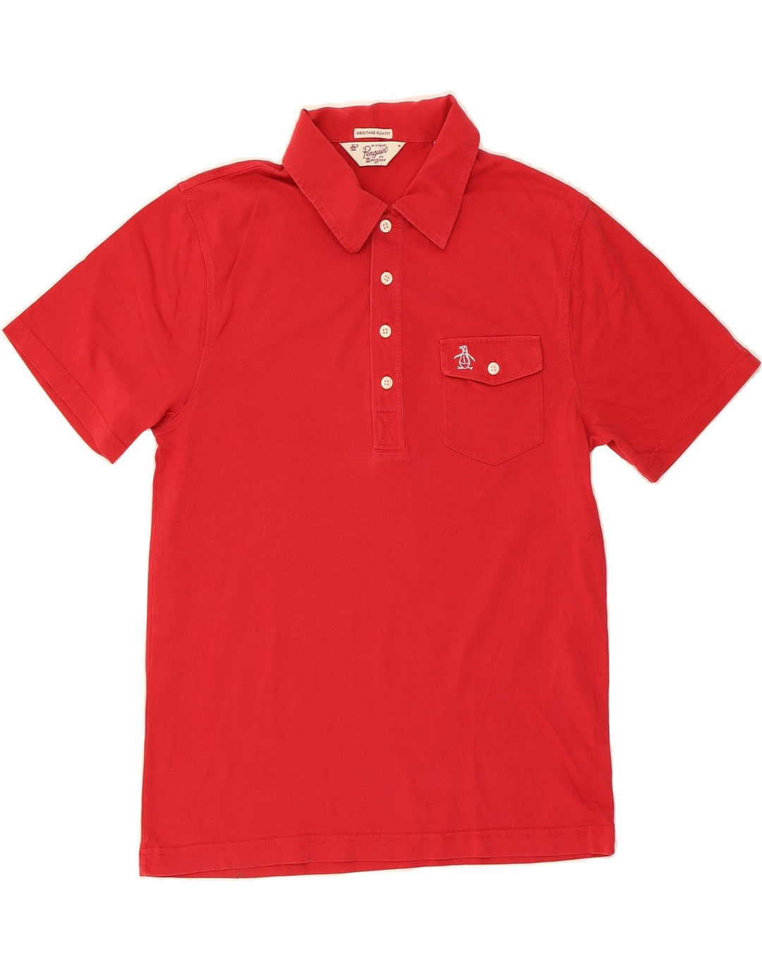 PENGUIN Mens Heritage Fit Slim Fit Polo Shirt Medium Red Vintage Penguin and Second-Hand Penguin from Messina Hembry 