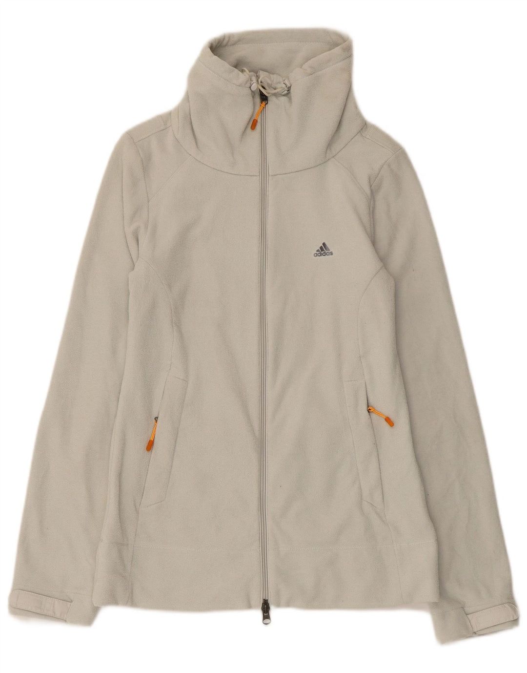 Adidas Dame Fleecejakke UK 12 Medium Grå Stribet Polyester