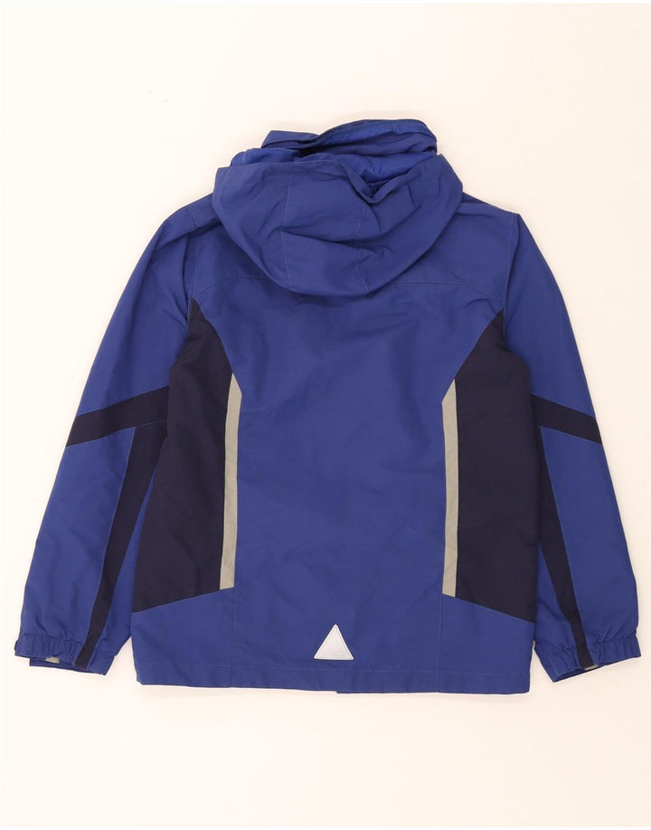 L.L.BEAN Boys Hooded Rain Jacket 10-11 Years Medium Blue Colourblock Nylon Vintage L.L.Bean and Second-Hand L.L.Bean from Messina Hembry 