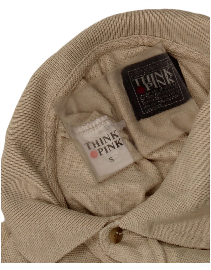 Tænk Pink Langærmet Polo Shirt til mænd Lille beige bomuld