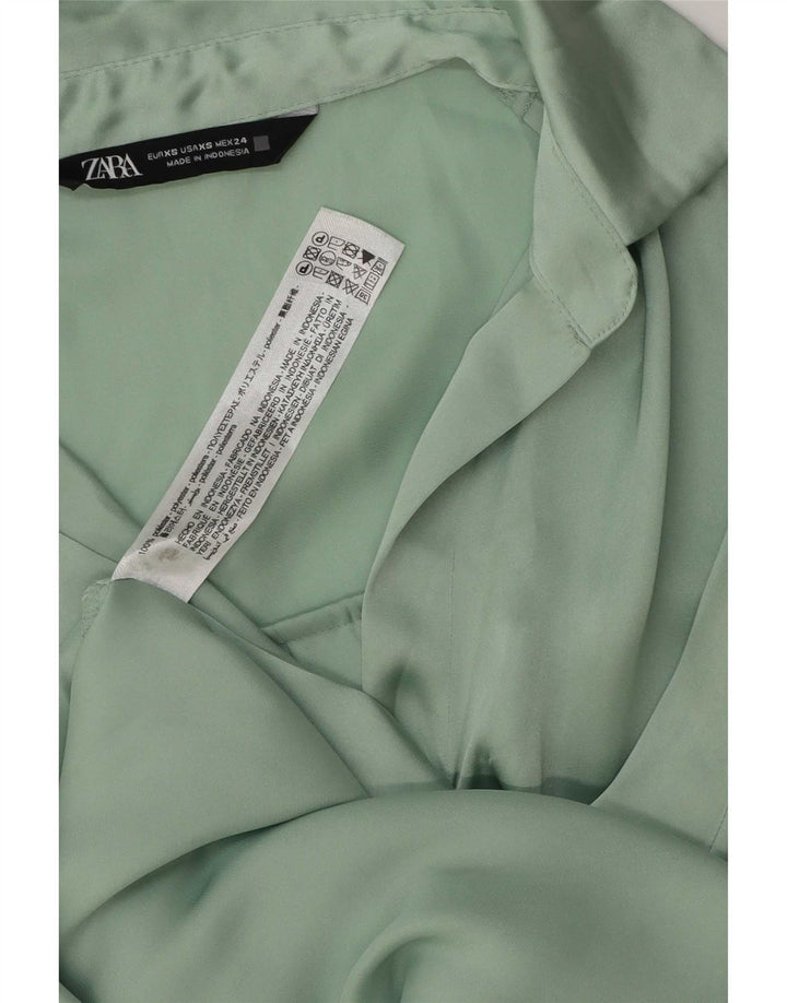 Zara Oversized skjortebluse til kvinder UK 6 XS Grøn polyester