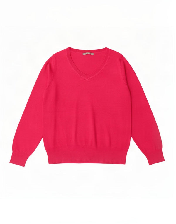 Marks & Spencer Dame V-hals sweater UK 22 3XL Pink Viscose