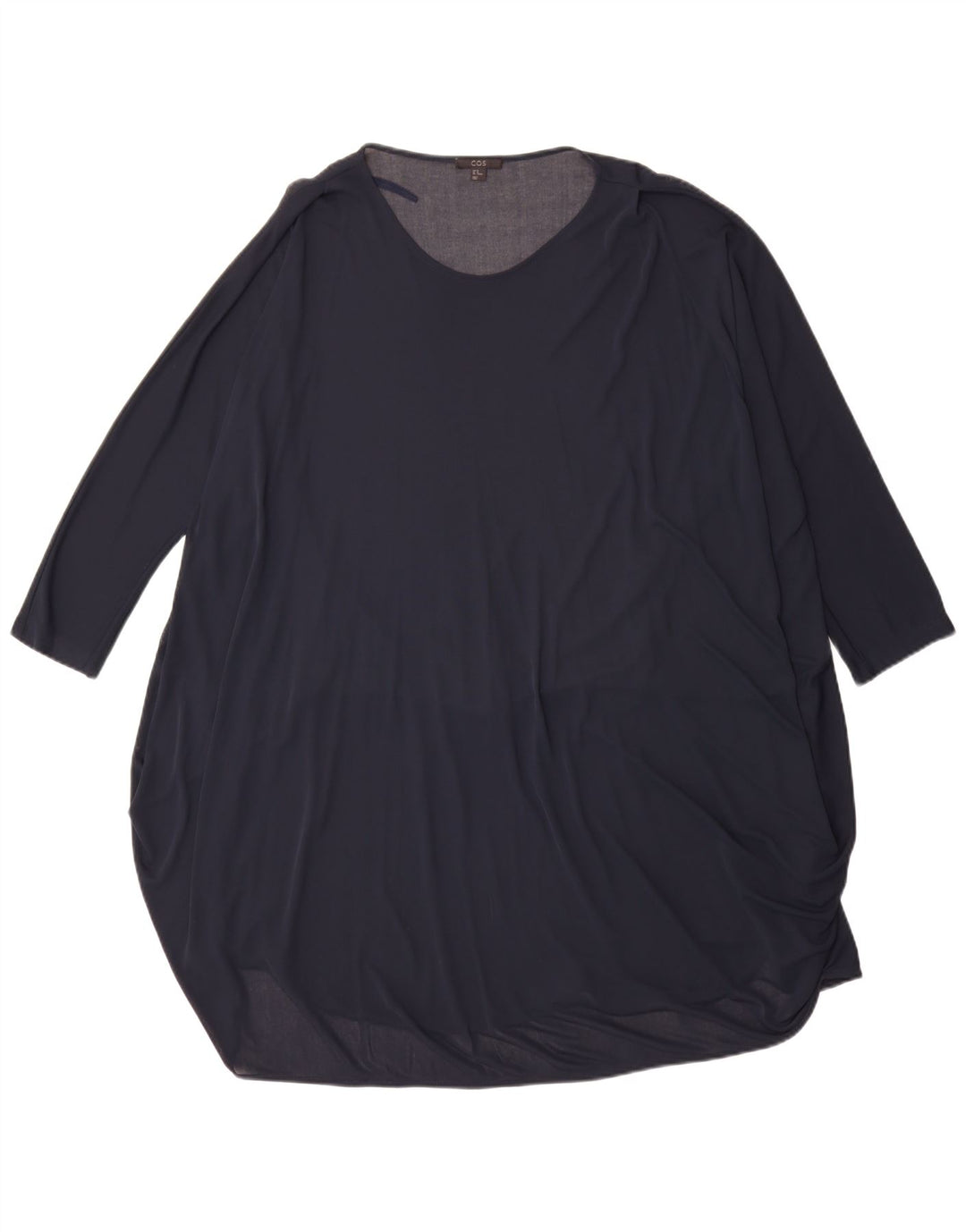 Cos Dame 3/4 ærmer oversized tunikakjole UK 14 Medium Navy Blue Acetate