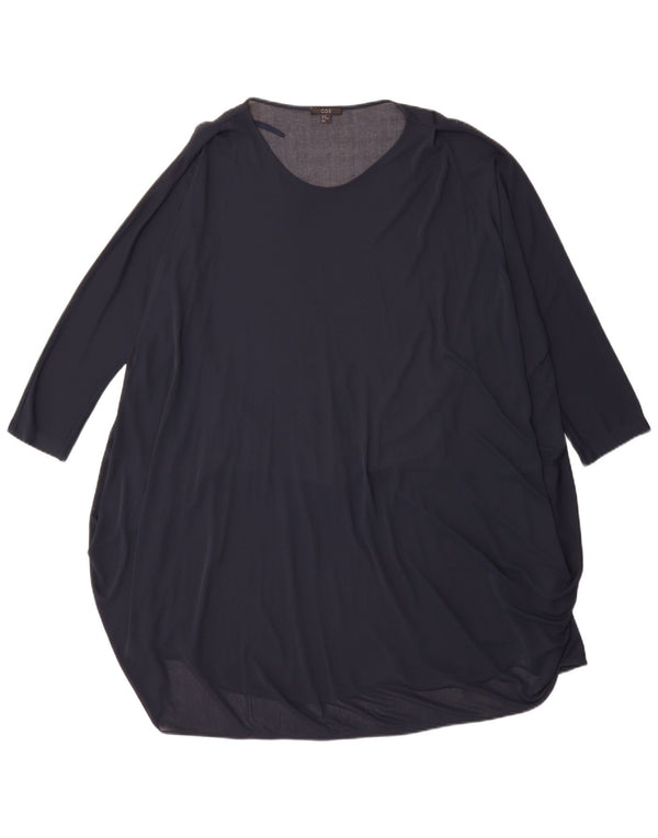 Cos Dame 3/4 ærmer oversized tunikakjole UK 14 Medium Navy Blue Acetate