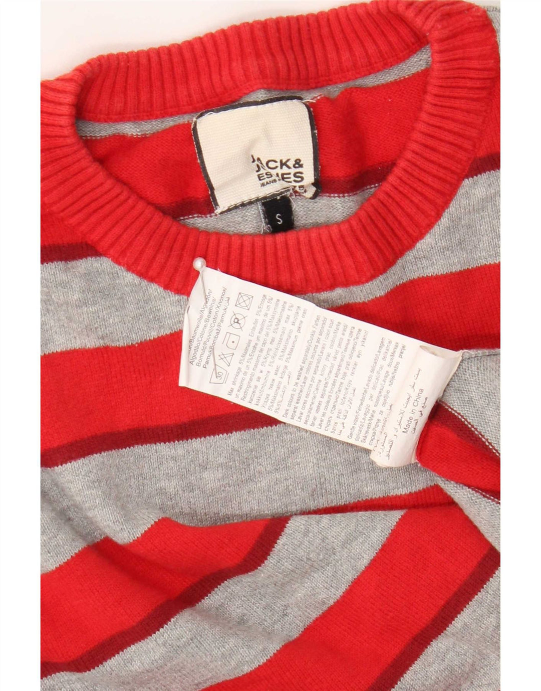 Jack & Jones Herre Regular Fit Jumper Sweater med rund hals lille rød stribet