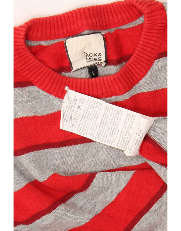 Jack & Jones Herre Regular Fit Jumper Sweater med rund hals lille rød stribet