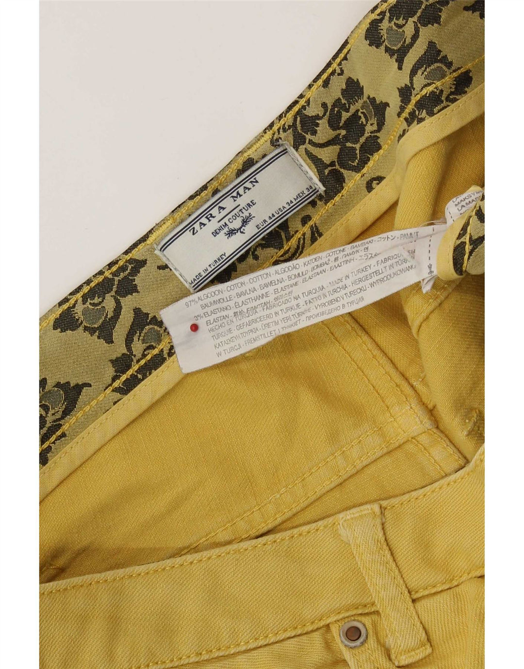 Zara Herre Denim Shorts EU 44 Large W34 Gul Bomuld