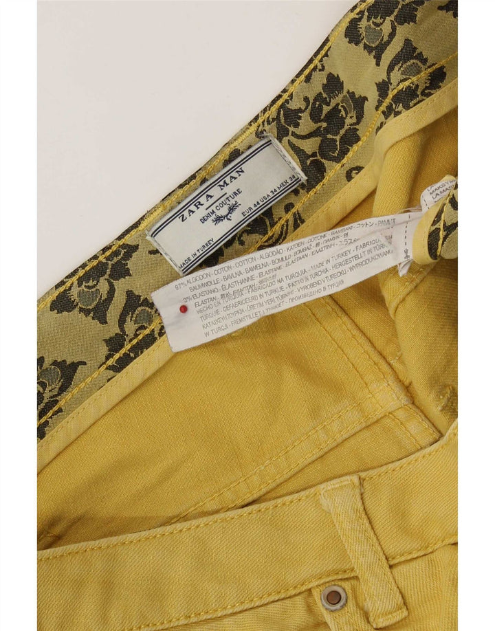 Zara Herre Denim Shorts EU 44 Large W34 Gul Bomuld