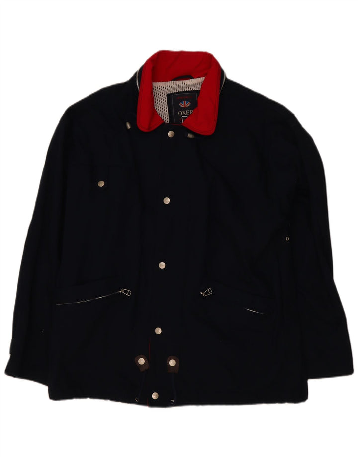 OXER Herre Hooded Utility Jacket UK 40 Large Navy Blue Cotton