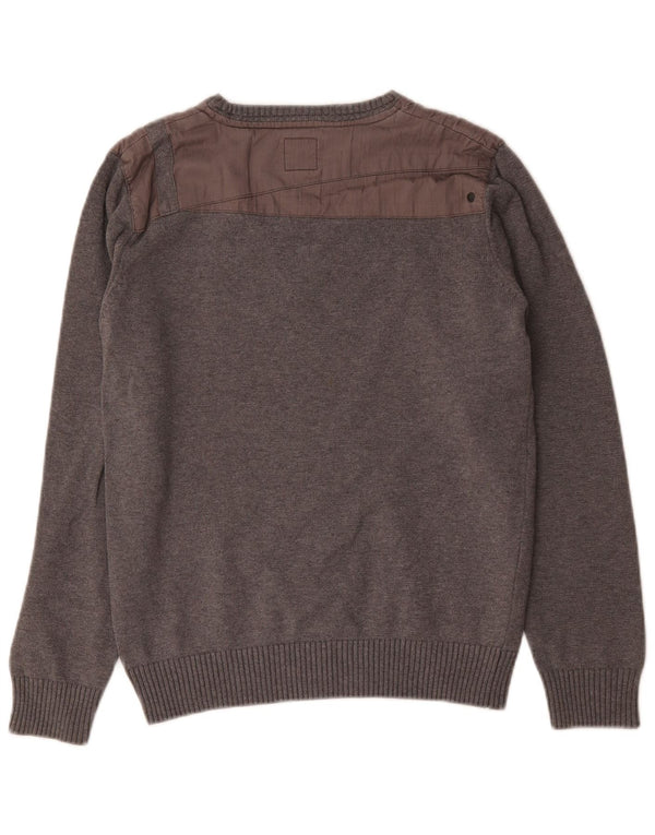Jack & Jones Herre Military Crew Neck Jumper Sweater Small Grey Colourblock