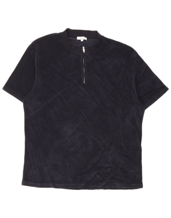 Reiss T-shirt med lynlås til mænd XL marineblå bomuld