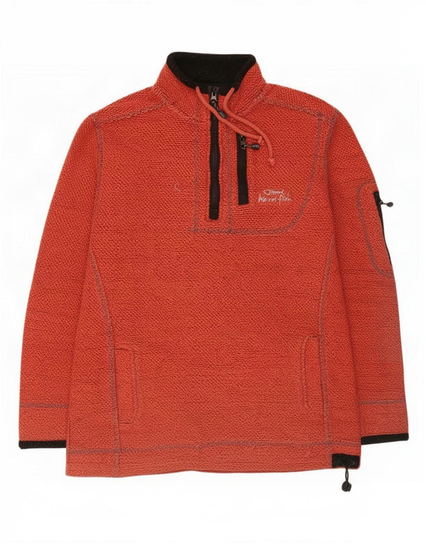 Weird Fish Herre Zip Neck Sweatshirt Jumper Large Rød Flecked Bomuld