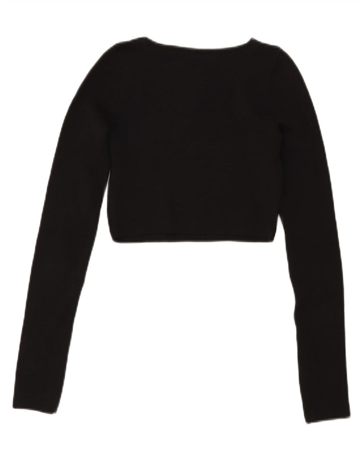 Zara Dame Crop Top Langærmet UK 8 Lille Sort