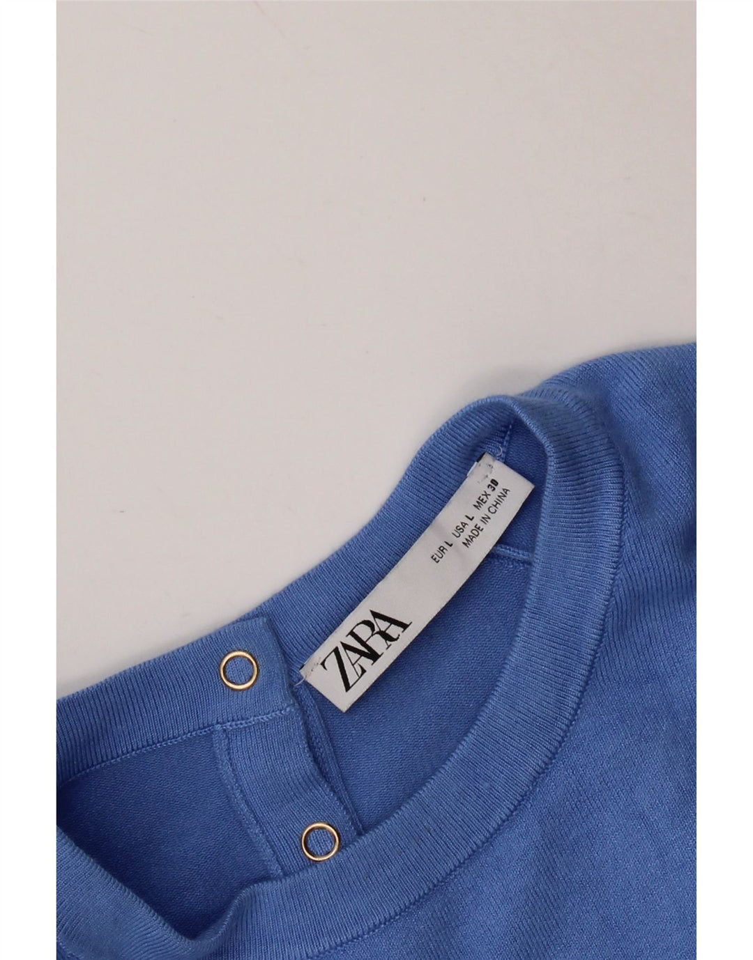 ZARA kortærmet dametrøjetrøje med rund hals DK 14 Stor blå