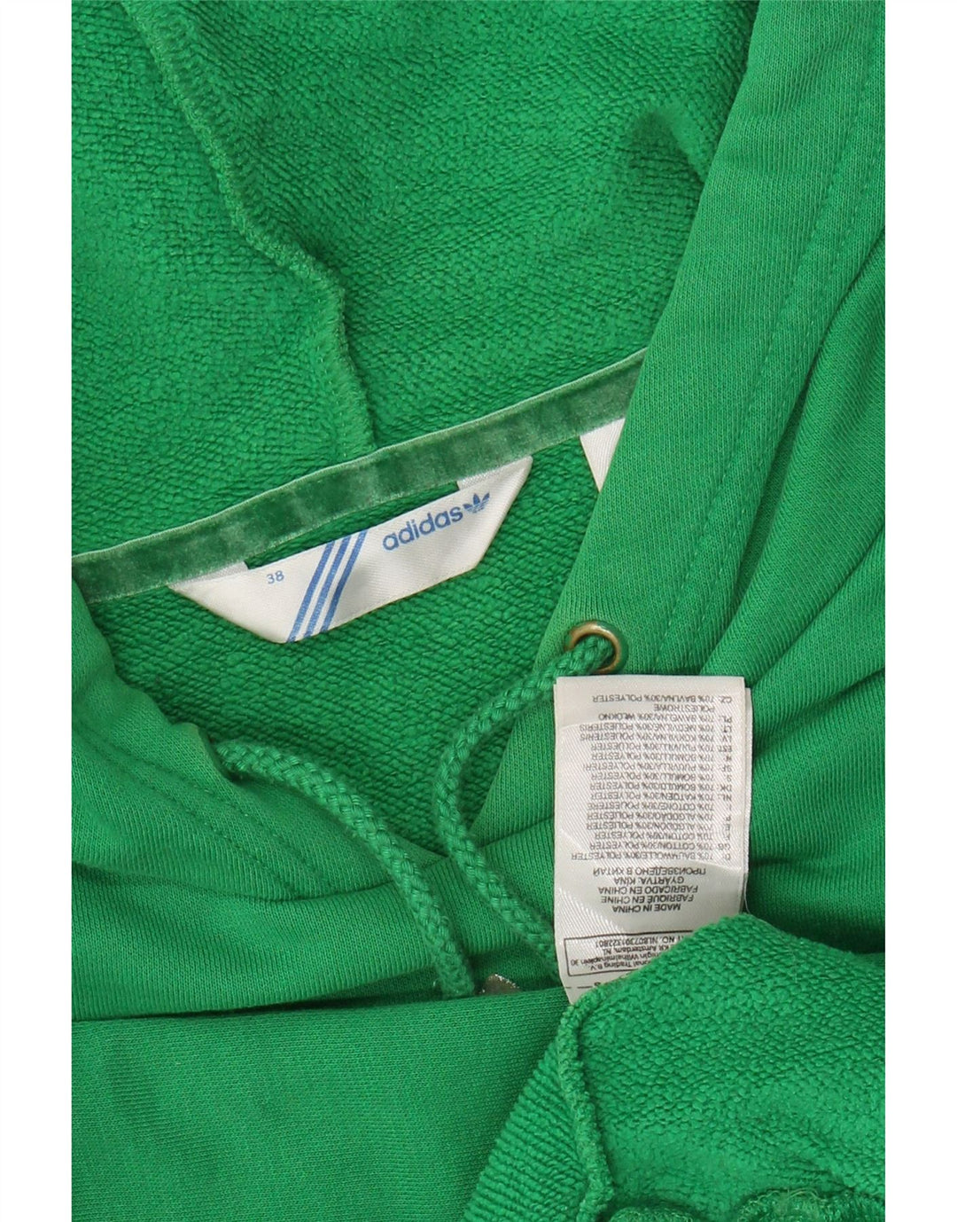 ADIDAS Dame Crop Graphic Hoodie Jumper EU 38 Medium Green Bomuld