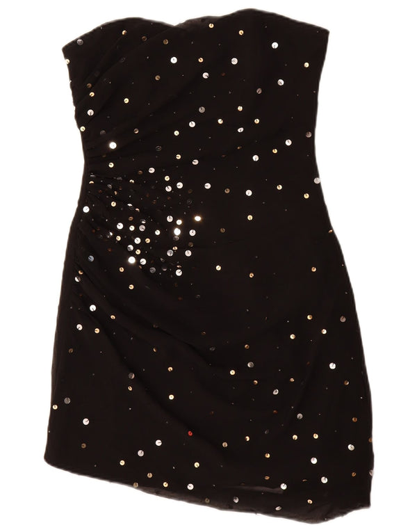 Lipsy Womens Strapless Dress UK 10 Small Black Flecked