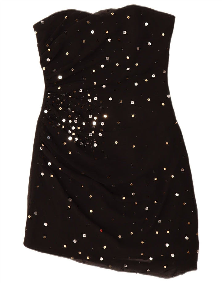 Lipsy Dame Stropløs Kjole UK 10 Small Black Flecked