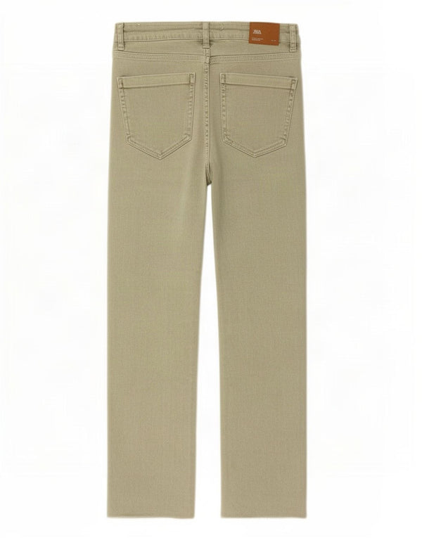 Zara Dame Crop Bootcut Jeans EU 42 Large W32 L25 Grøn Bomuld