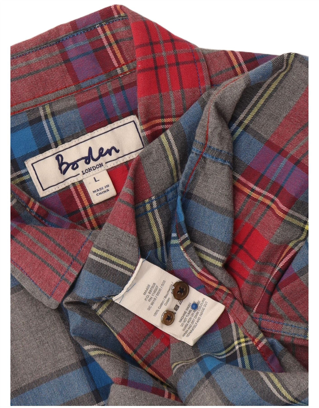 Boden Herre Flanelskjorte Stor Flerfarvet Plaid Bomuld