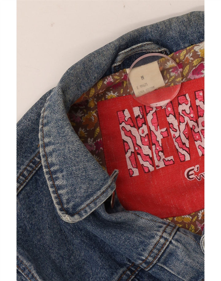 Vintage Dame Crop Denim Jacket UK 14 Medium Blue Cotton
