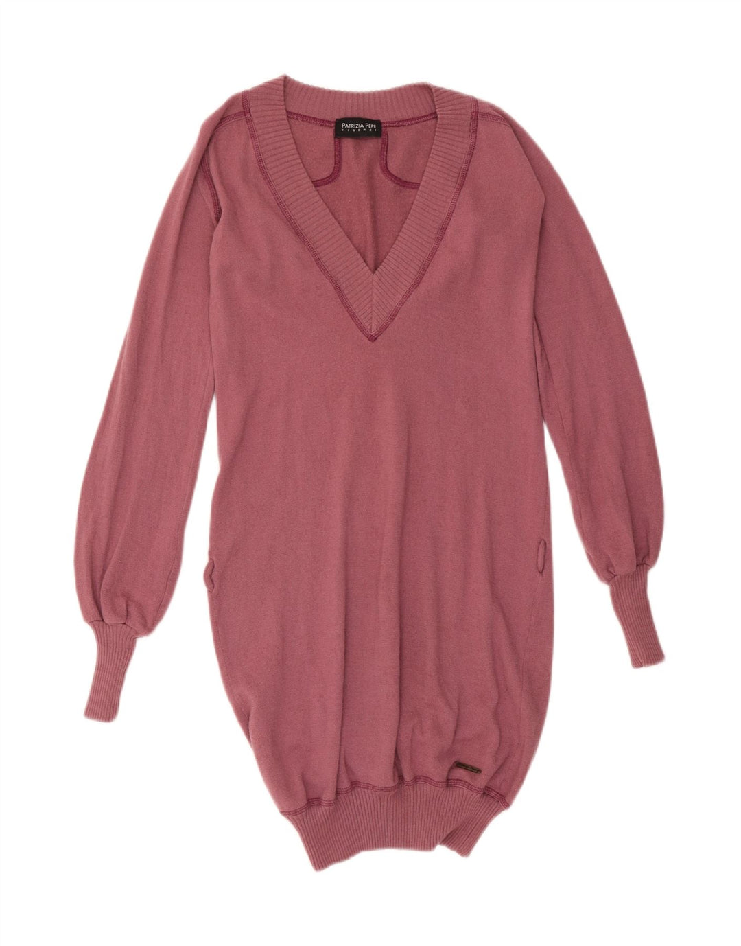 PATRIZIA PEPE Dame Longline Jumper Dress UK 12 Medium Maroon