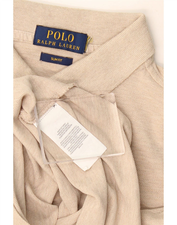 POLO RALPH LAUREN Herre Slim Fit Polo Shirt Lille Beige Flecked Bomuld