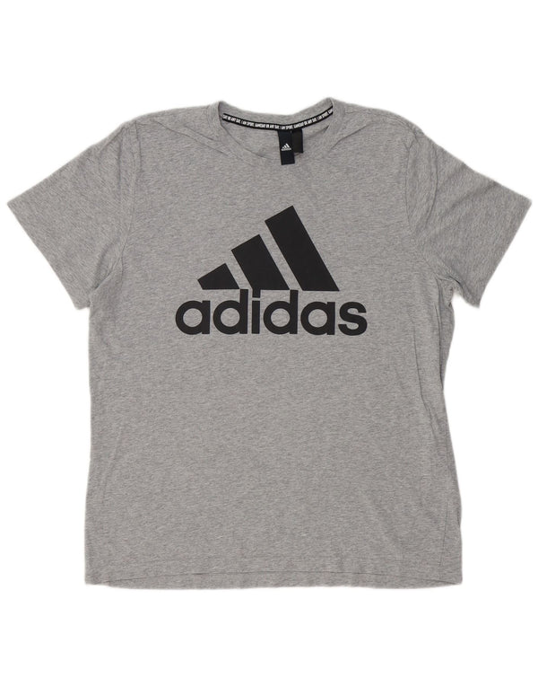 ADIDAS Grafisk T-shirt top til mænd, stor grå bomuld