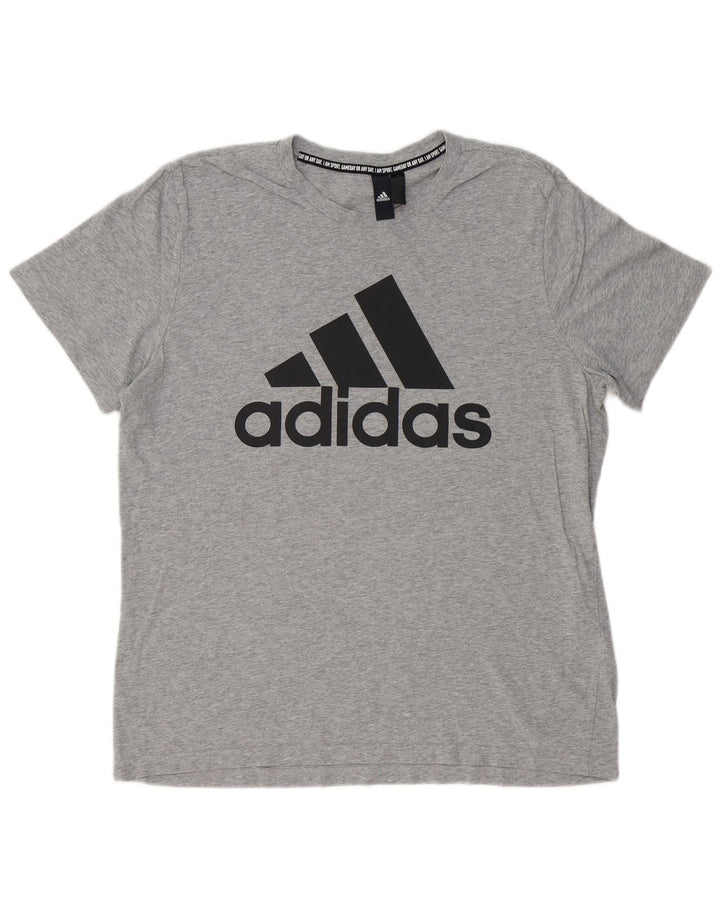 ADIDAS Grafisk T-shirt top til mænd, stor grå bomuld