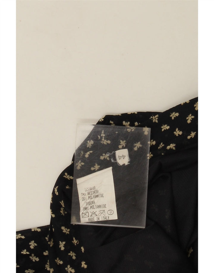 VINTAGE A-linje nederdel til kvinder med høj talje IT 44 Medium W26 Marineblå blomster