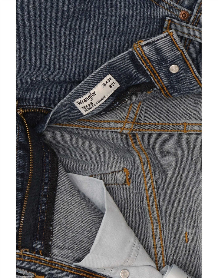 Wrangler Herre Texas Straight Jeans W36 L29 Blå Bomuld