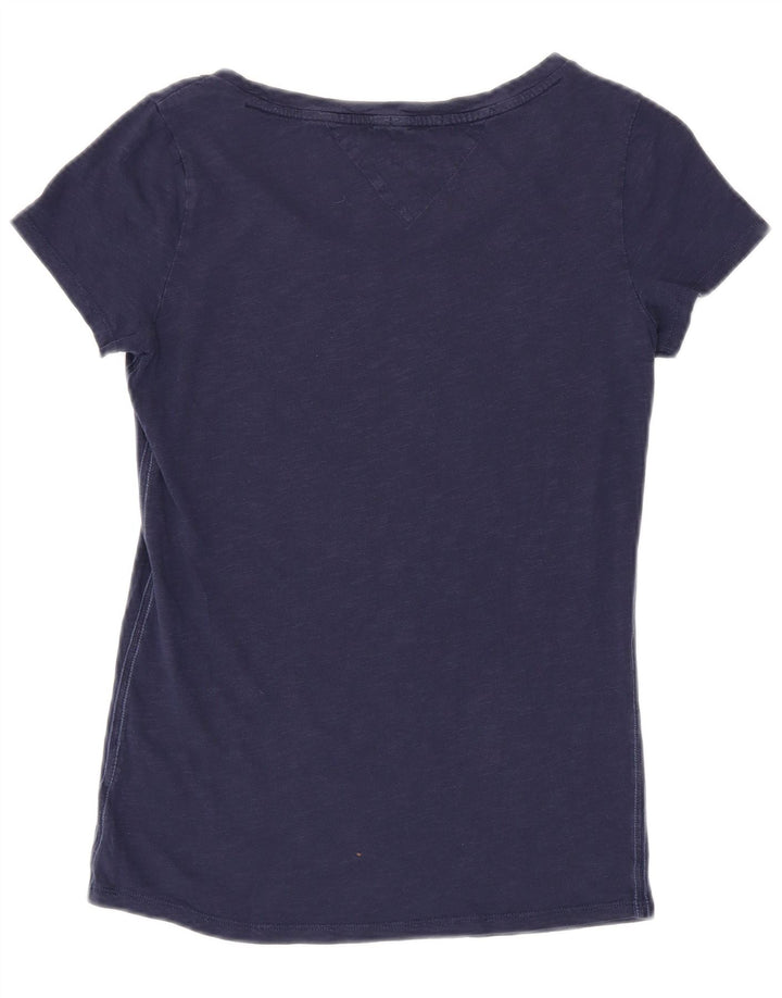 TOMMY HILFIGER Grafisk T-shirt top til kvinder UK 12 Medium Navy Blue