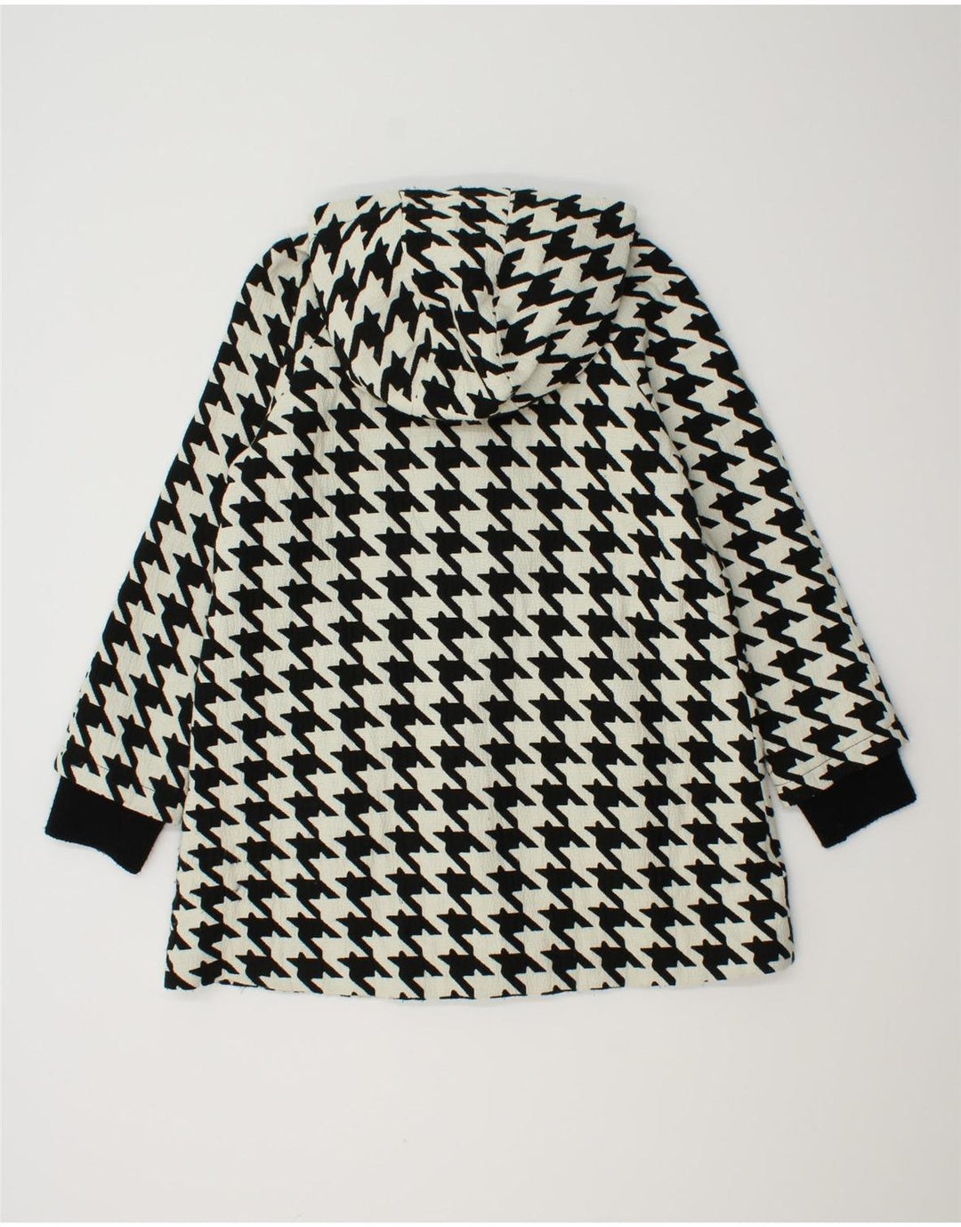 ZARA Dame Oversized Windbreaker Coat UK 10 Small White Houndstooth