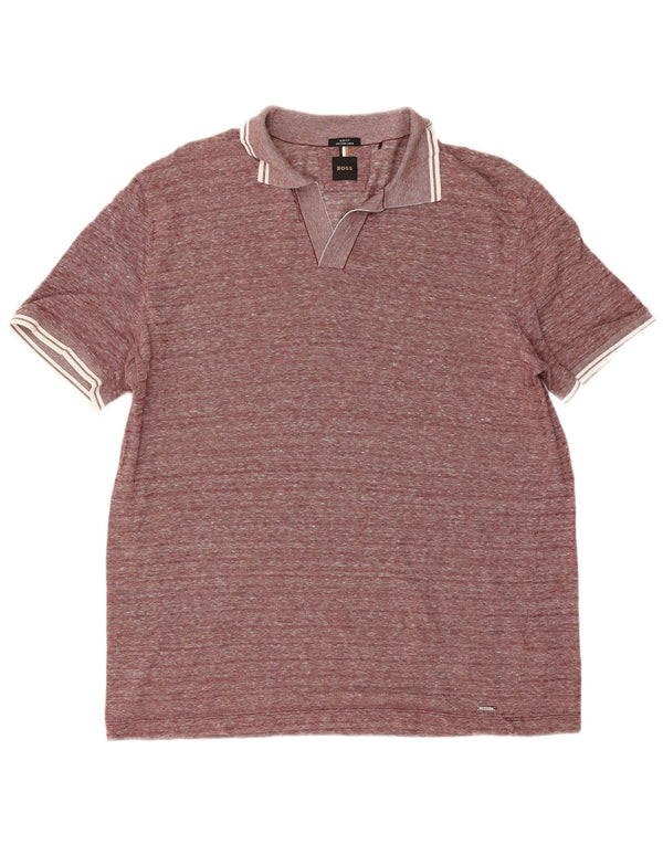 Hugo Boss Herre Slim Fit Polo Shirt XL Bourgogne Flecked Bomuld