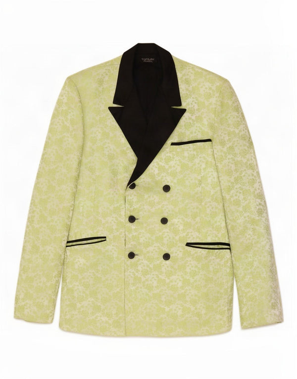 Vintage Mens Double Breasted Blazer Jacket UK 38 Medium Green Floral