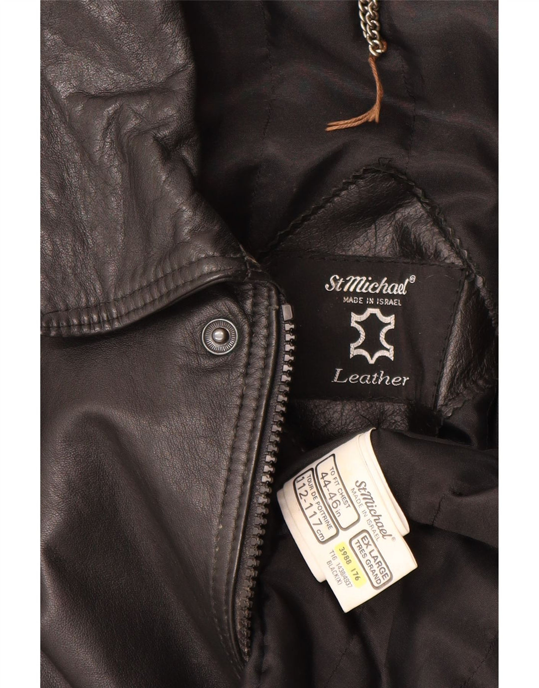 ST MICHAEL Mens Leather Jacket UK 42 XL Black Leather
