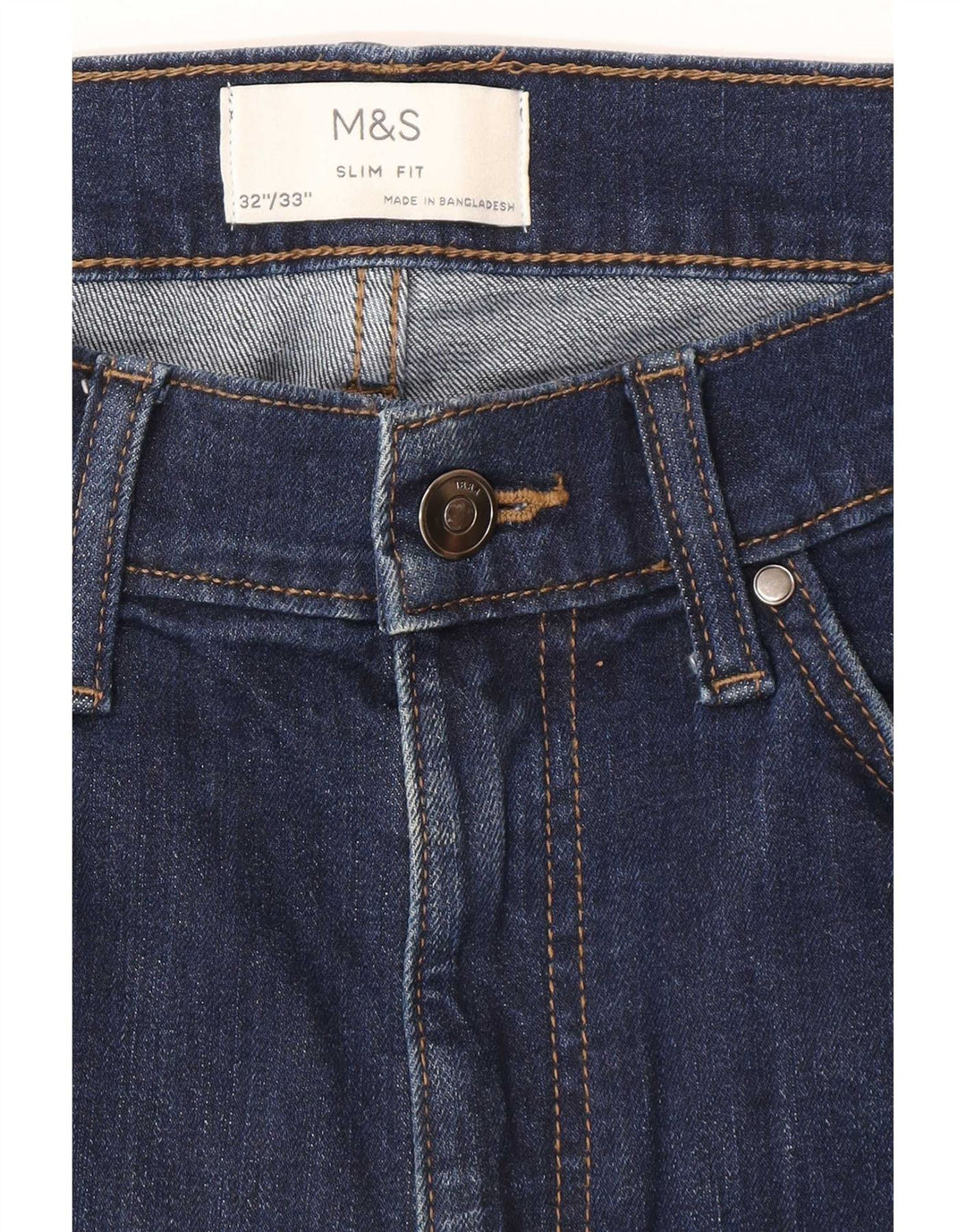 Marks & Spencer Herre Slim Jeans W32 L33 Marineblå Bomuld