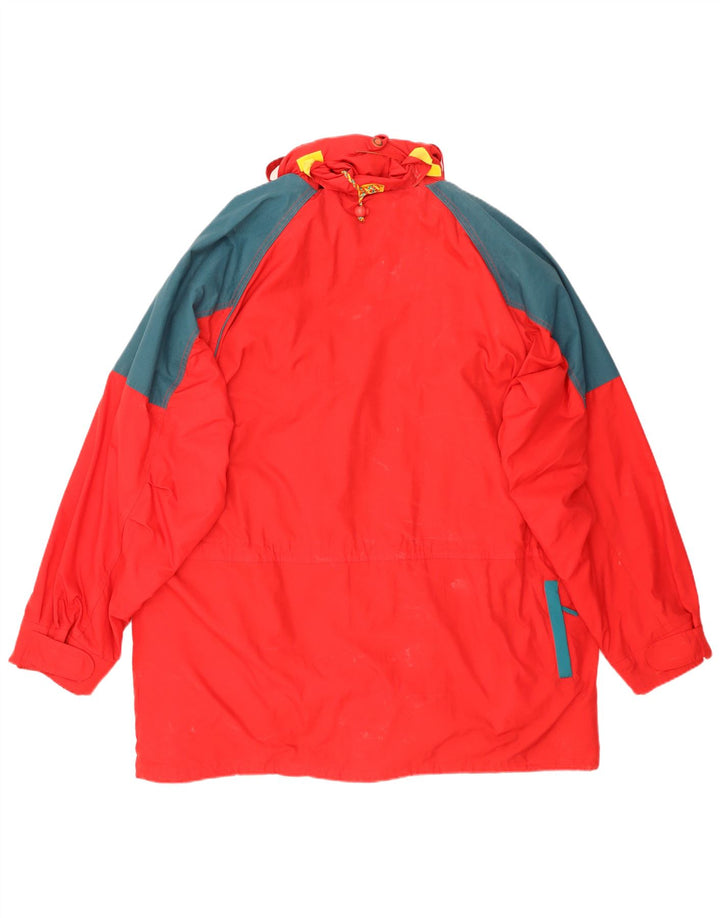 Vintage Skijakke med hætte til mænd UK 42 XL Rød Colourblock Polyester