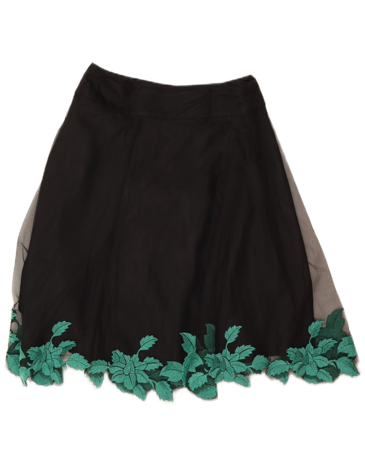 Coast Dame A-Line nederdel W26 Smalll sort blomstret polyester