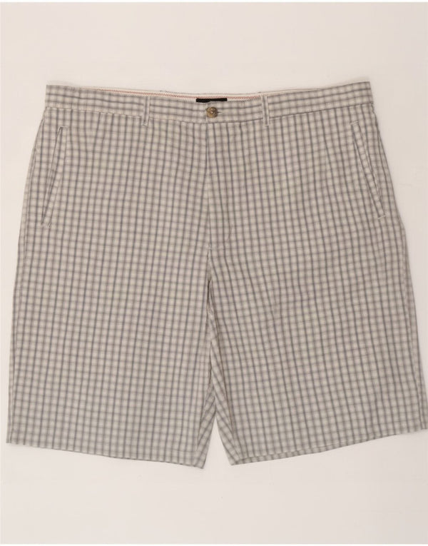 Marks & Spencer Herre Chino Shorts W44 2XL Beige Gingham Cotton