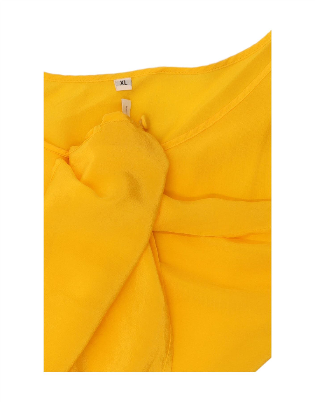 VINTAGE Dame ærmeløs bluse Top UK 18 XL Gul Silke