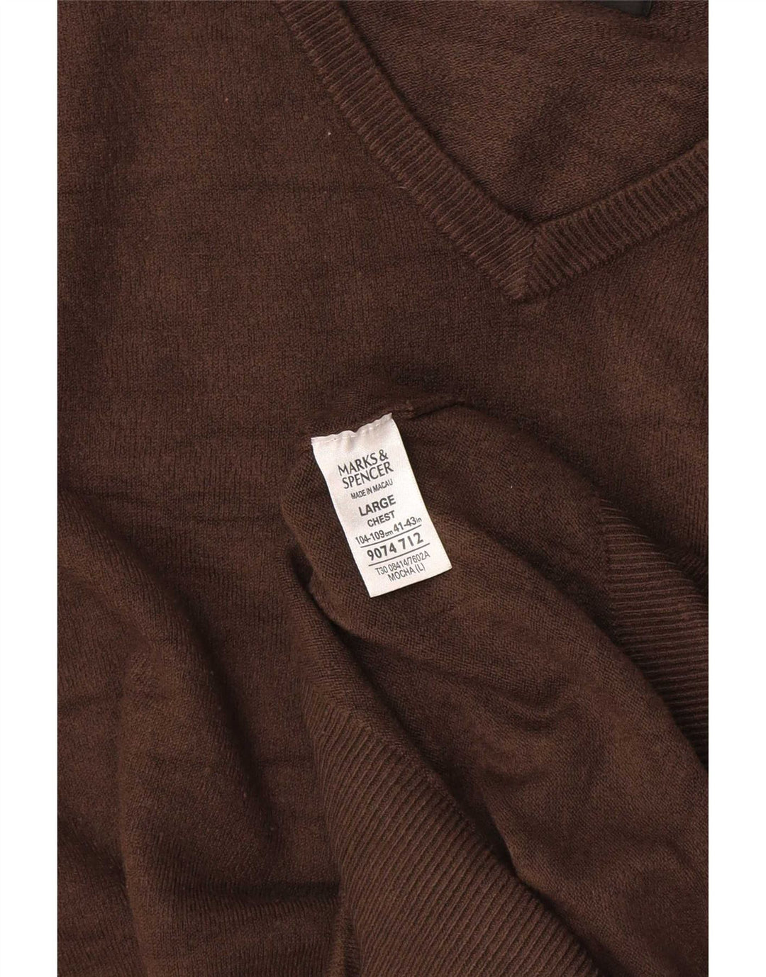 Marks & Spencer Herre V-hals sweater Stor brun akryl