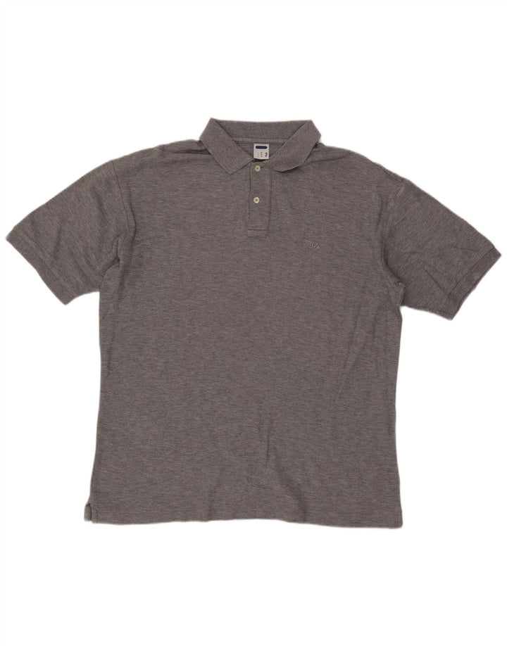 Fila herre poloshirt mellemgrå flækket bomuld
