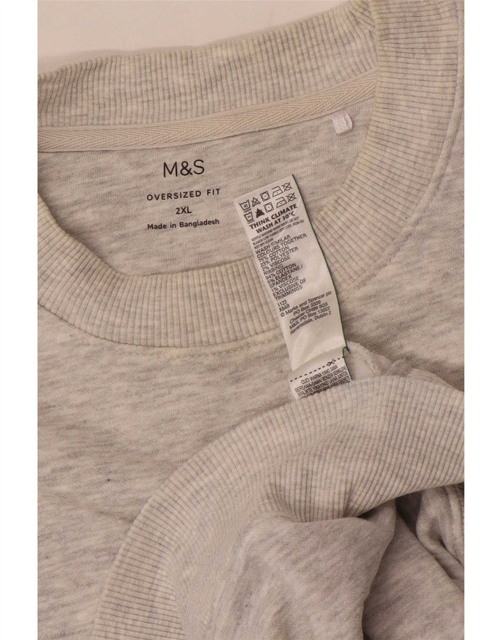 Marks & Spencer Herre Oversized Sweatshirt Jumper 2XL Grå Flecked Bomuld